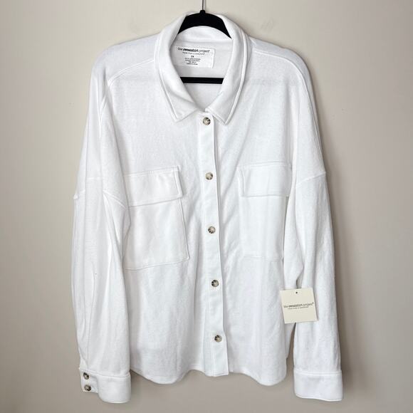 NEW NWT The Sweatshirt Project 3X White Button Up Long Sleeve Sweatshirt - Picture 1 of 8